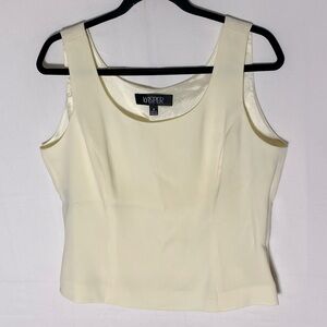 Vintage Kasper Cream Fitted Sleeveless Tank Top 10